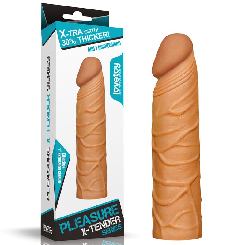 PENIS SLEEVE PLEASURE X TENDER BROWN 6 PENIS SLEEVE PLEASURE X TENDER BROWN - IMAGE 6