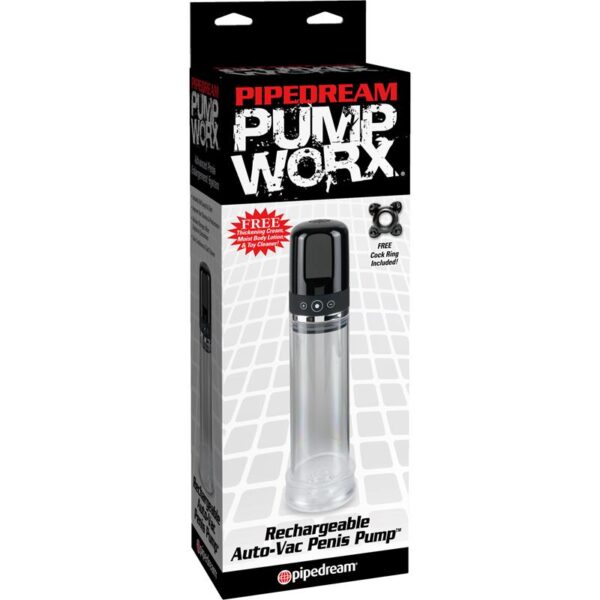 PUMP WORX RECHARGEABLE AUTO-VAC PENIS PUMP BLACK - IMAGE 2