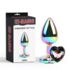 RAINBOW EFFECT METAL BUTT PLUG WITH HEART JEWEL 27