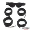 RESTRAINT 3 PIECES SET BLINDFOLD ANKLECUFFS AND WRISTCUFFS ADJUSTABLE