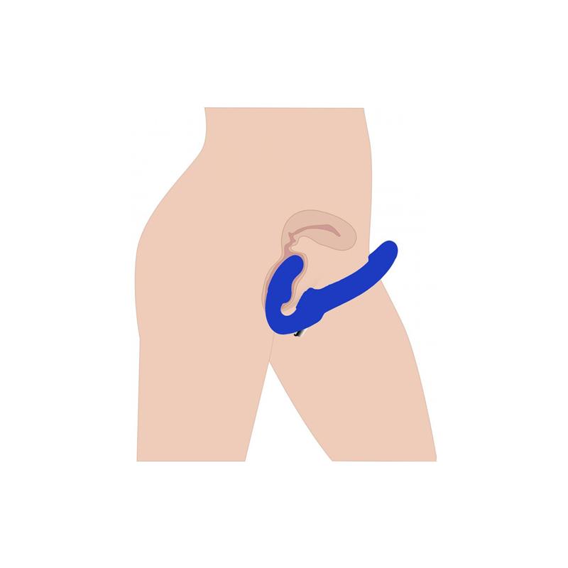 Revolver II Vibrating Strapless Dildo Blue side view