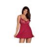 ROSALYNE BABYDOLL AND THONG RED SIZE SM