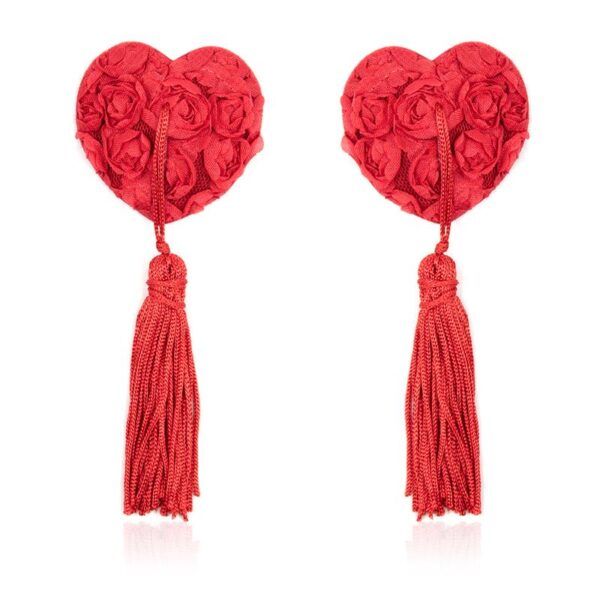 ROSE HEART NIPPLE COVERS RED
