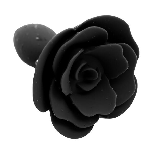 ROSE SILICONE BUTT PLUG BLACK - IMAGE 2