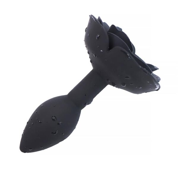 ROSE SILICONE BUTT PLUG BLACK - IMAGE 3