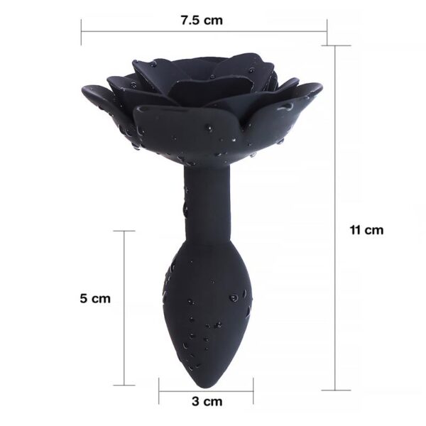 ROSE SILICONE BUTT PLUG BLACK - IMAGE 5
