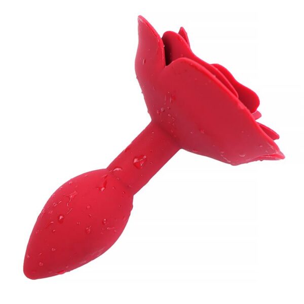 ROSE SILICONE BUTT PLUG RED - IMAGE 3