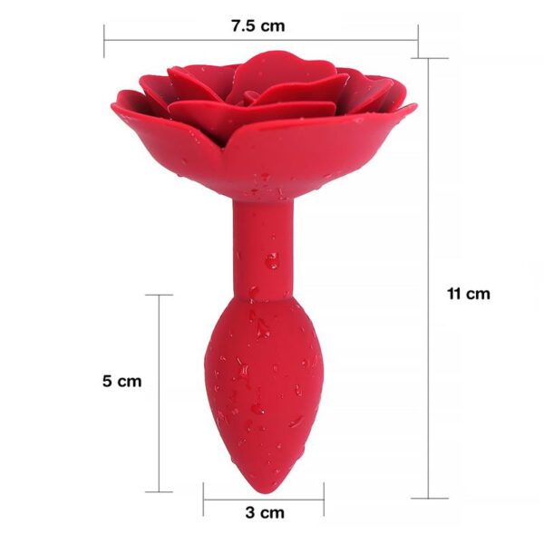ROSE SILICONE BUTT PLUG RED - IMAGE 5