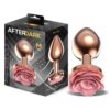 ROSEGOLD METAL ANAL PLUG WITH PINK ROSE BASE SIZE M
