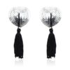 SELF ADHESIVE HEART SEQUIN NIPPLE COVER WITH TASSEL SILVERBLACK