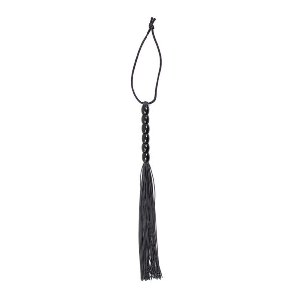 SILICONE FLOGGER WITH 6 BEADS HANDLE 26 CM BLACK - IMAGE 2