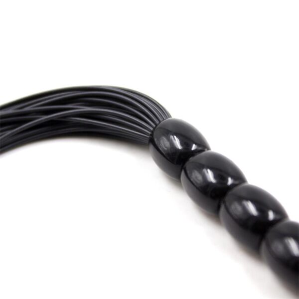 SILICONE FLOGGER WITH 6 BEADS HANDLE 26 CM BLACK - IMAGE 3