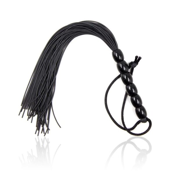 SILICONE FLOGGER WITH 6 BEADS HANDLE 26 CM BLACK