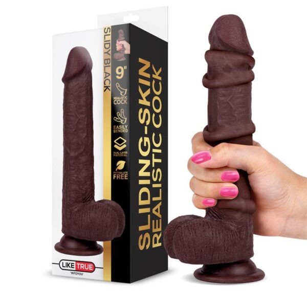 SLIDY REALISTIC DILDO DUAL LAYER RETRACTABLE AND ADJUSTABLE 9