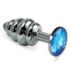 SPIRAL BUTT PLUG ROSEBUD WITH BLUE JEWEL 2