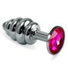 SPIRAL BUTT PLUG ROSEBUD WITH FUCHSIA JEWEL