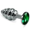 SPIRAL BUTT PLUG ROSEBUD WITH GREEN JEWEL