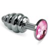 SPIRAL BUTT PLUG ROSEBUD WITH PINK JEWEL