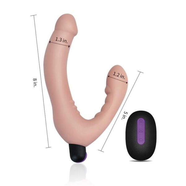 STRAPLESS DOBLE DILDO SILICONE USB DIMENSIONS