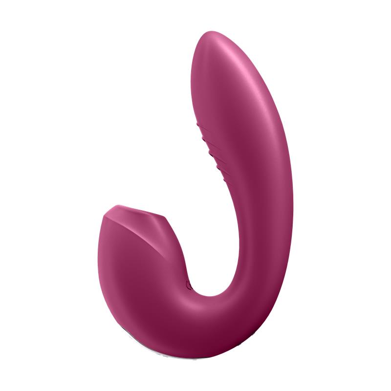 SUNRAY BERRY CLITORIS SUCKER AND VIBE 2 IN 1 USB 2 SATISFYER SUNRAY BERRY ERGONOMIC DESIGN CLOSE UP