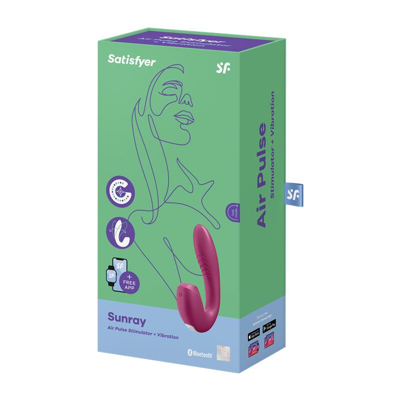 SUNRAY BERRY CLITORIS SUCKER AND VIBE 2 IN 1 USB 6 SUNRAY BERRY DUAL STIMULATION PRESSURE WAVE VIBE