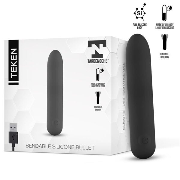 TEKEN BENDABLE VIBRATING BULLET LIQUID SILICONE UNIBODY MAGNETIC USB