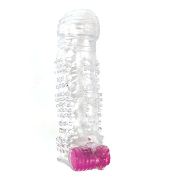 TEXTURED PENIS SLEEVE WITH VIBRATION CLEAR - IMAGE 2