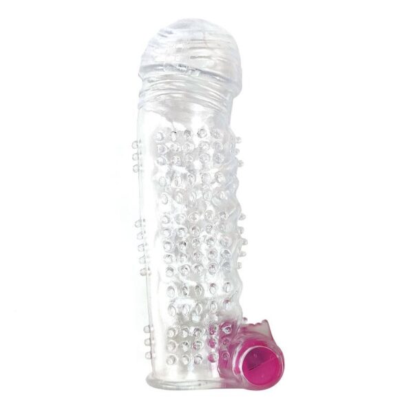 TEXTURED PENIS SLEEVE WITH VIBRATION CLEAR - IMAGE 3