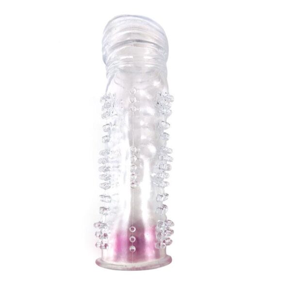 TEXTURED PENIS SLEEVE WITH VIBRATION CLEAR - IMAGE 4