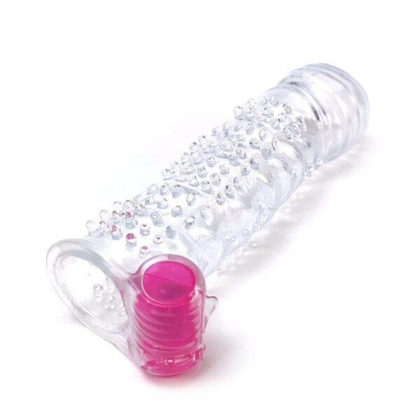 TEXTURED PENIS SLEEVE WITH VIBRATION CLEAR - IMAGE 5
