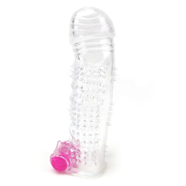 TEXTURED PENIS SLEEVE WITH VIBRATION CLEAR - IMAGE 6