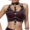 HILDA VEGAN LEATHER CHEST HARNESS WITH CHAIN ONE SIZE