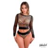 YARA LONG SLEEVE FISHNET SET BLACK ONE SIZE