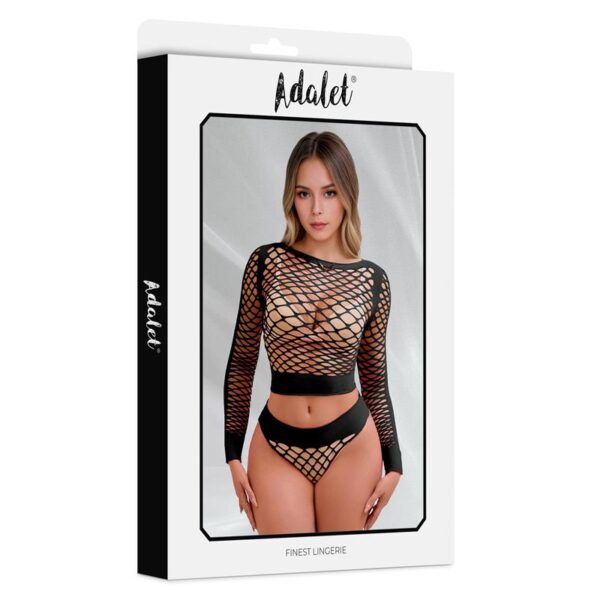 YARA LONG SLEEVE FISHNET SET BLACK ONE SIZE - IMAGE 3